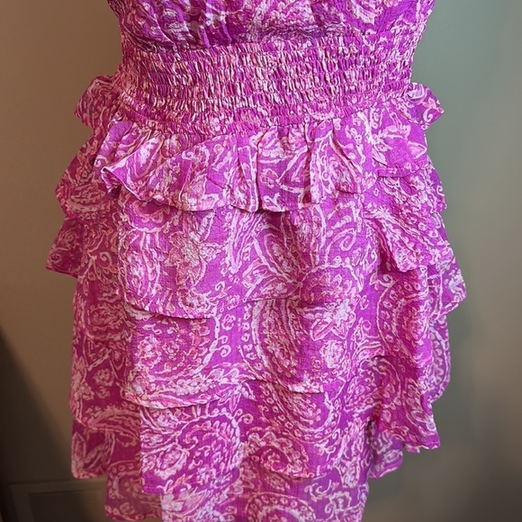 Fate pink magenta sleeveless Open Back Tiered Ruffles Mini Dress - Picture 4 of 8